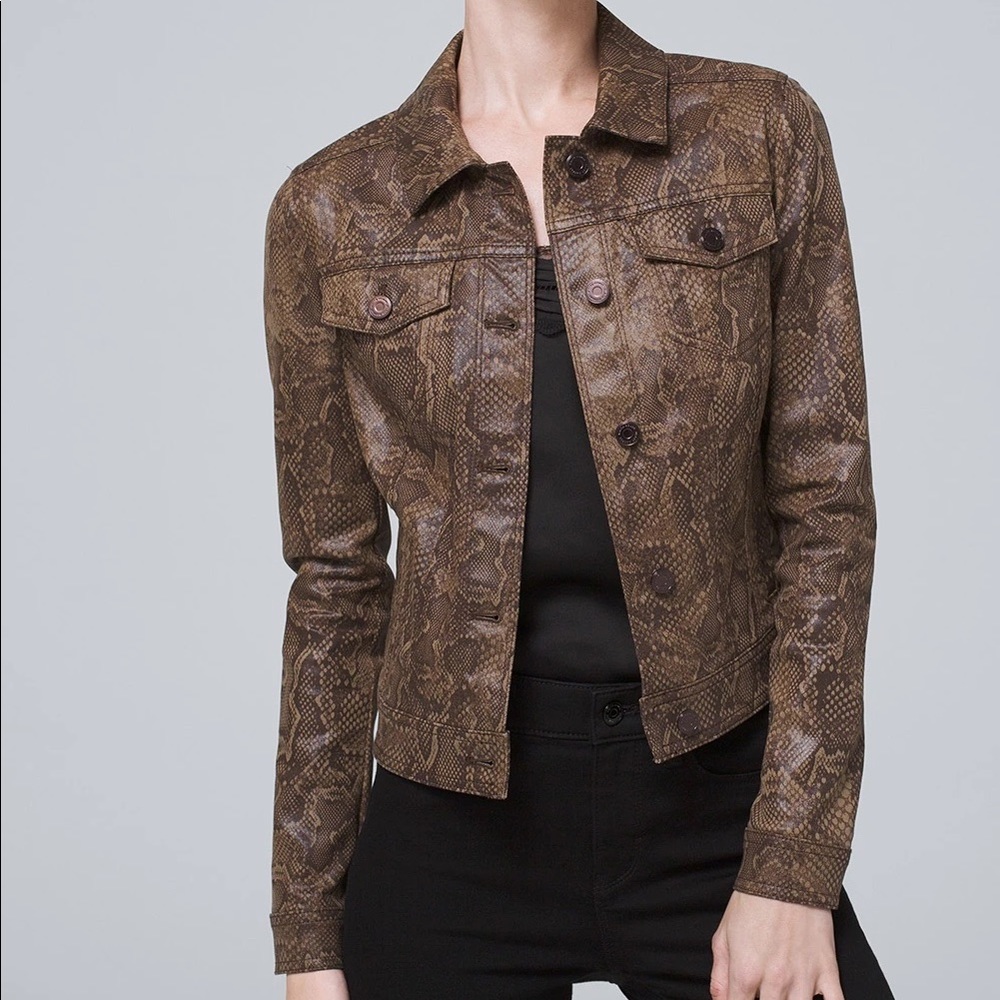 White House Black Market Snake Print Cropped Jacket